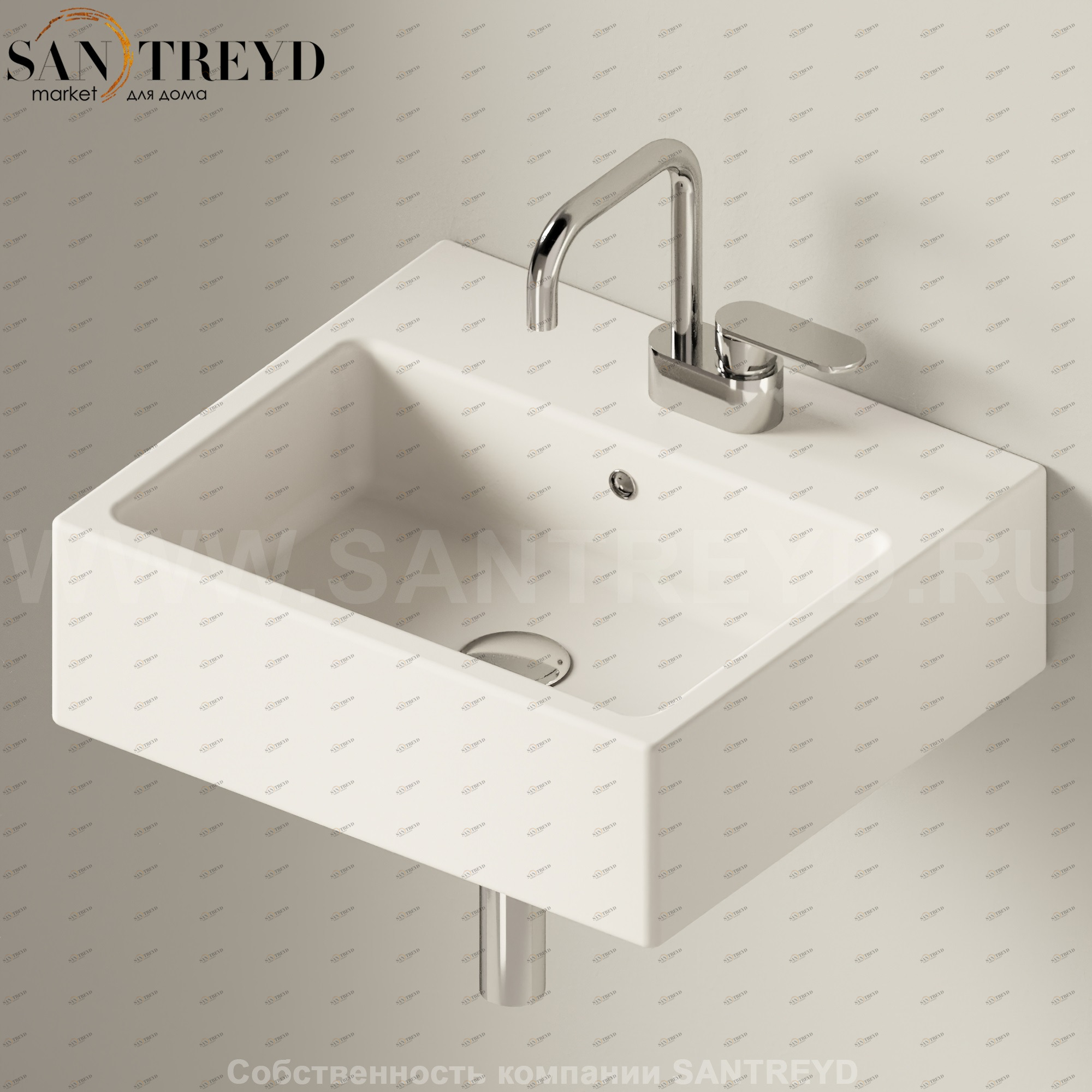 50589003 Подвесная раковина настенная прямоугольная Ceramica Flaminia Acquagrande бежевая