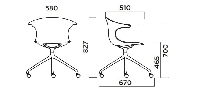Вращающееся кресло из полипропилена с колесами Infiniti Loop Mono ARCH-00059373 - Вид №5
