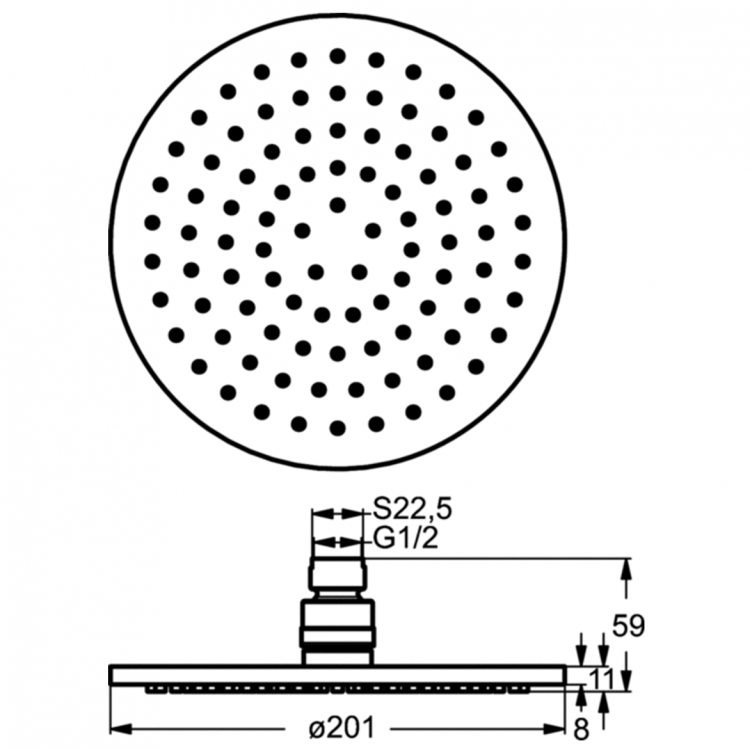 B9442AA Верхний душ Ø200 мм для душа Ideal Standard IDEALRAIN SOFT  - Вид №2