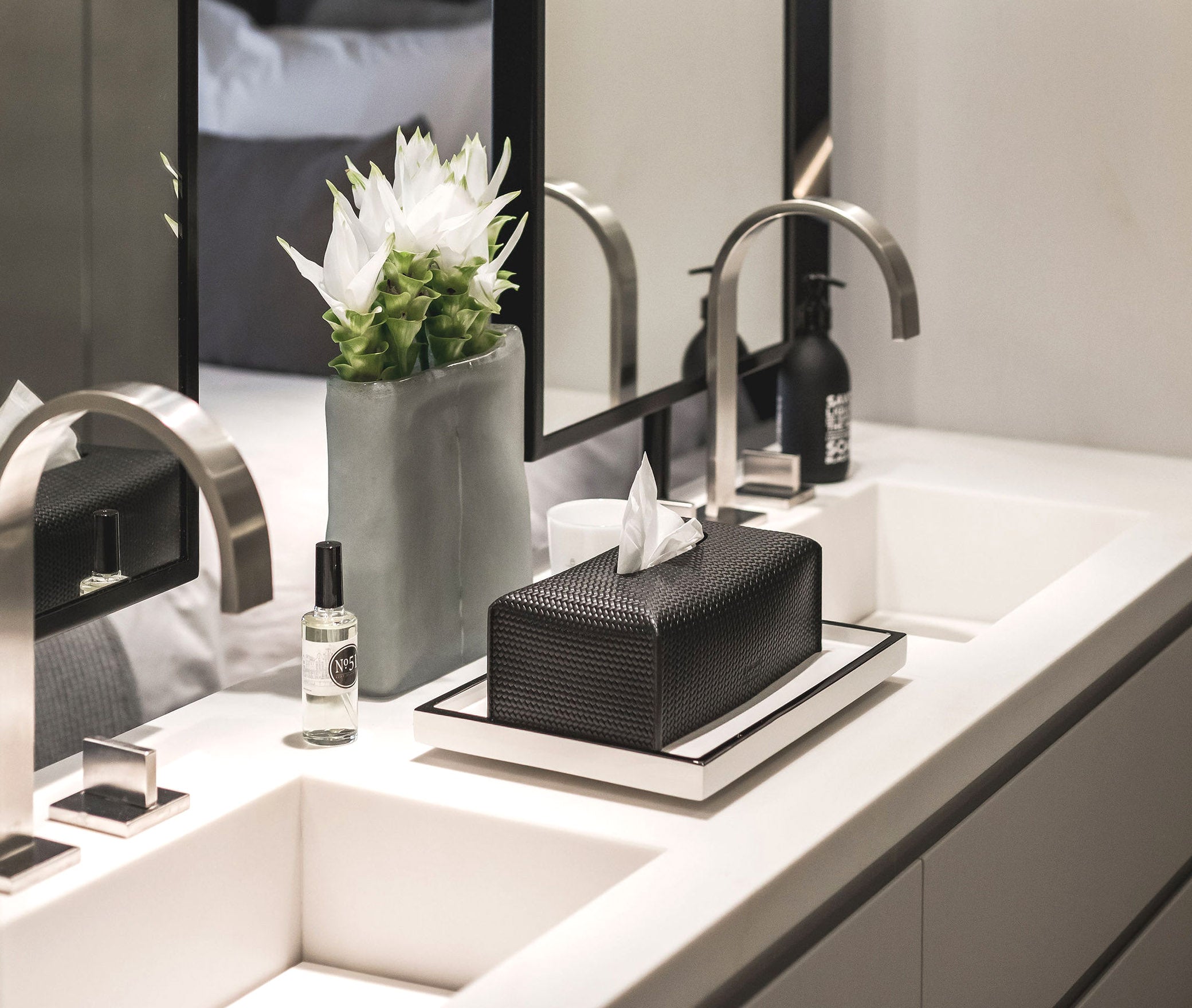 Мягкая прямоугольная коробка для салфеток - 24,7X12,7XH7,5 см / тканая кожа_coffee Pinetti 00.0341.061.015 - Вид №2