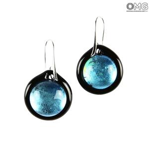 259 ORIGINALMURANOGLASS Круглые голубые серьги из муранского стекла - OMG 2 см