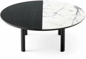 Calligaris Круглый журнальный столик из фанерованной древесины и керамики Bam Cs5128-m