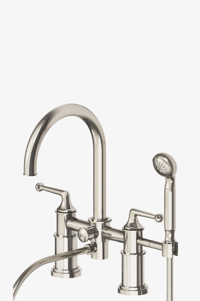 DSXT50 Открытый наполнитель ванны, установленный на приборной панели, с металлическим ручным душем и ручками Waterworks Dash