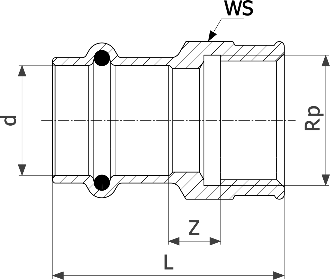 195 304 Модель 2212 Трубопроводные системы  Sanpress  Переходники/​переходные угольники Santreyd  - Вид №3