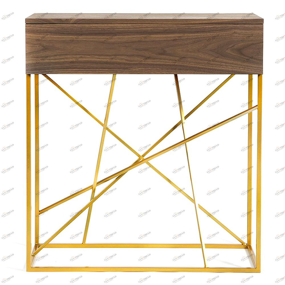 Тумбочка прикроватная американский орех золотистые ножки Wilson INTELLIGENT DESIGN  261076 Коричневый 