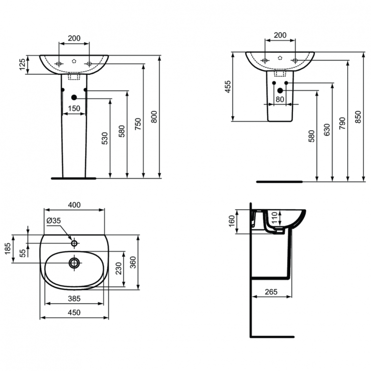 T352401 Раковина 45 см Ideal Standard TESI - Вид №6