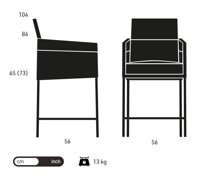Барный стул с подставкой для ног со спинкой KFF Техас ARCH-00066223 - Вид №11