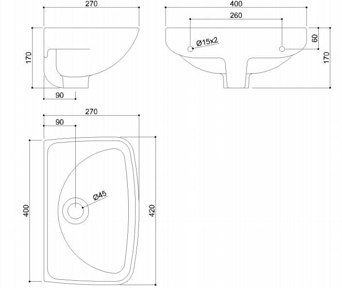 Фарфоровая овальная подвесная раковина Ponte Giulio стандарт ARCH-00026817 - Вид №2