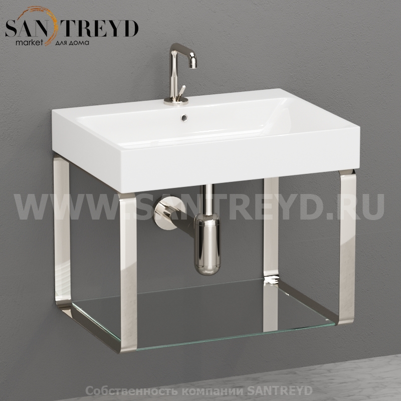 9125K2 Структура подвесная брашированный никель под умывальник 70 см Kerasan Cento Италия