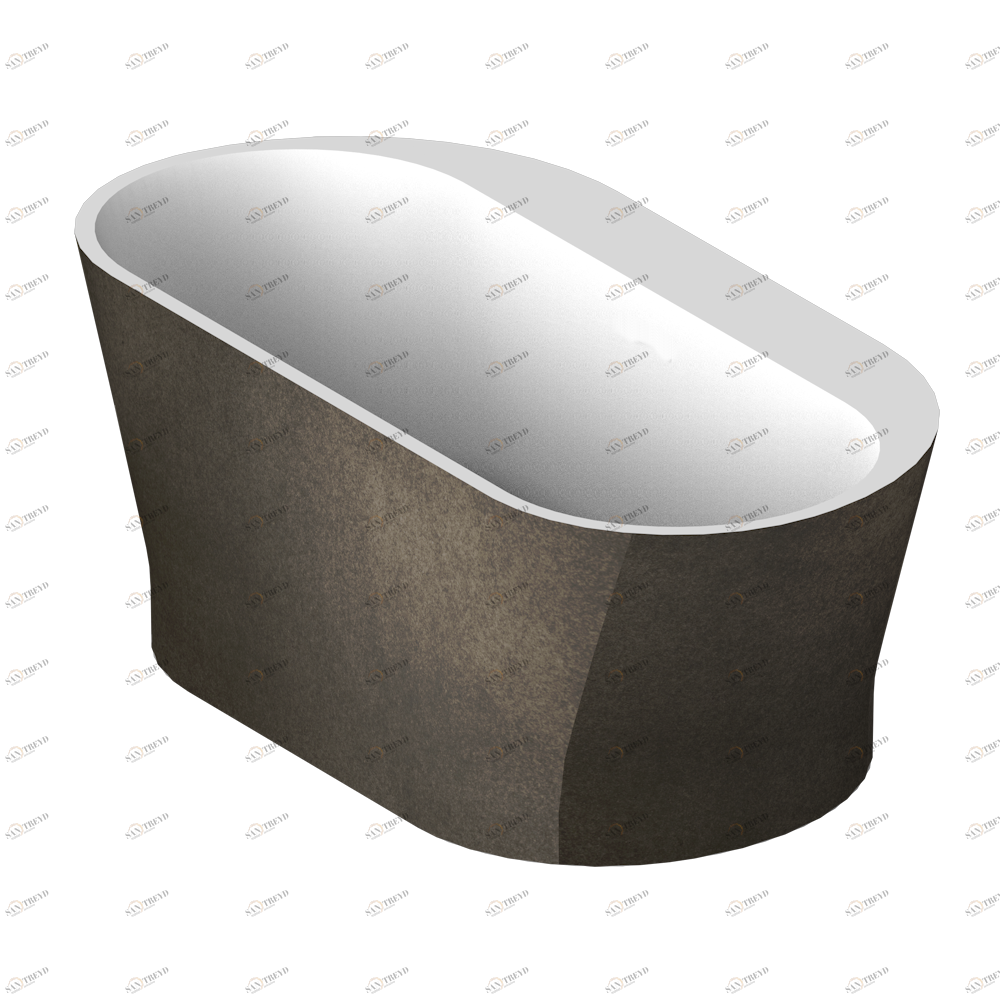 B11-B591 Ванна с асимметричным бортиком MONCEAU 166 x 80 x 60 см, без донного клапана Thg-paris Свободностоящие ванны Металлизированное олово, матовый белый внутри 