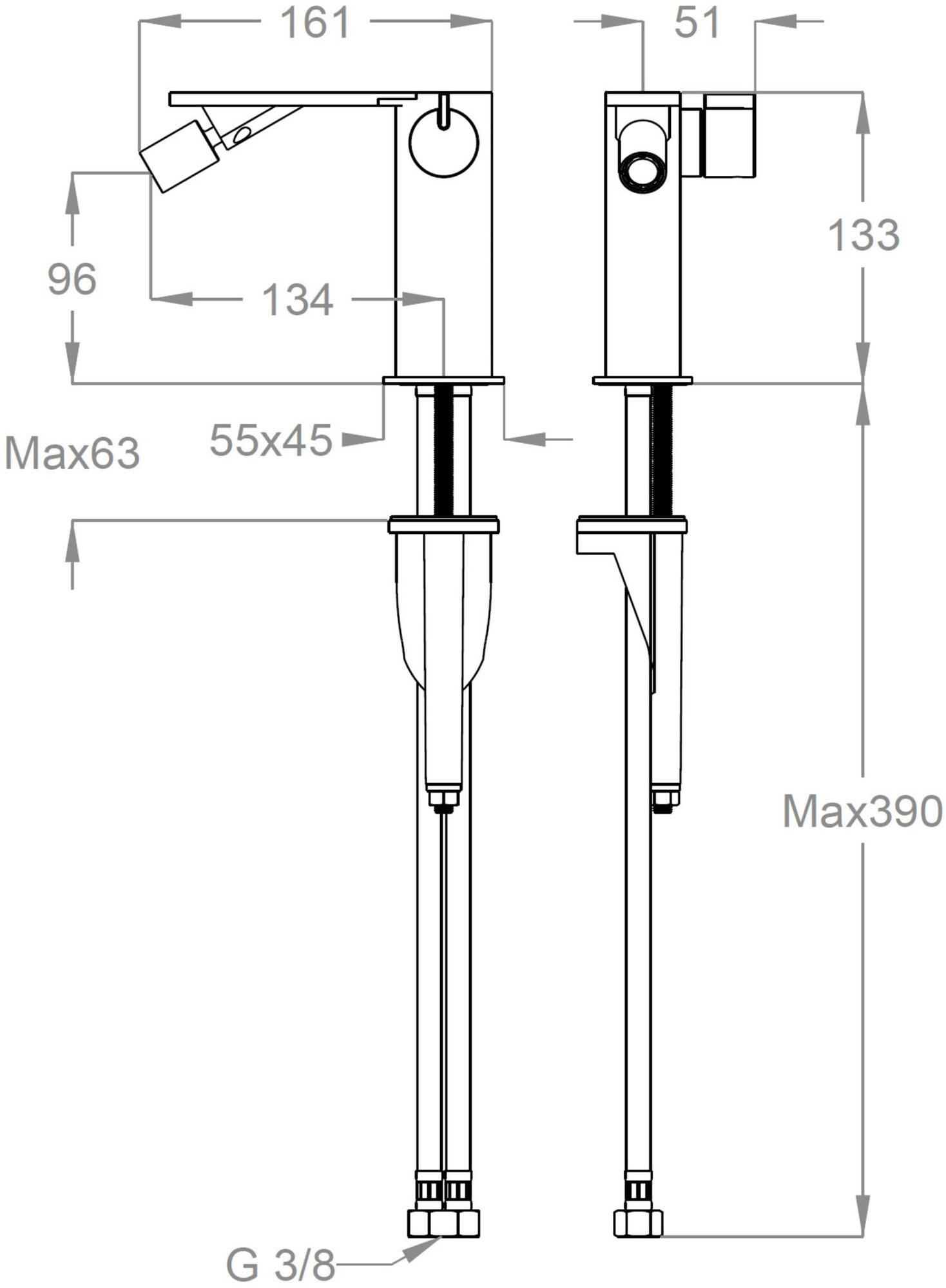 Fir Italia Смеситель для биде на столешнице из нержавеющей стали Lifesteel 59 5921010 - Вид №1