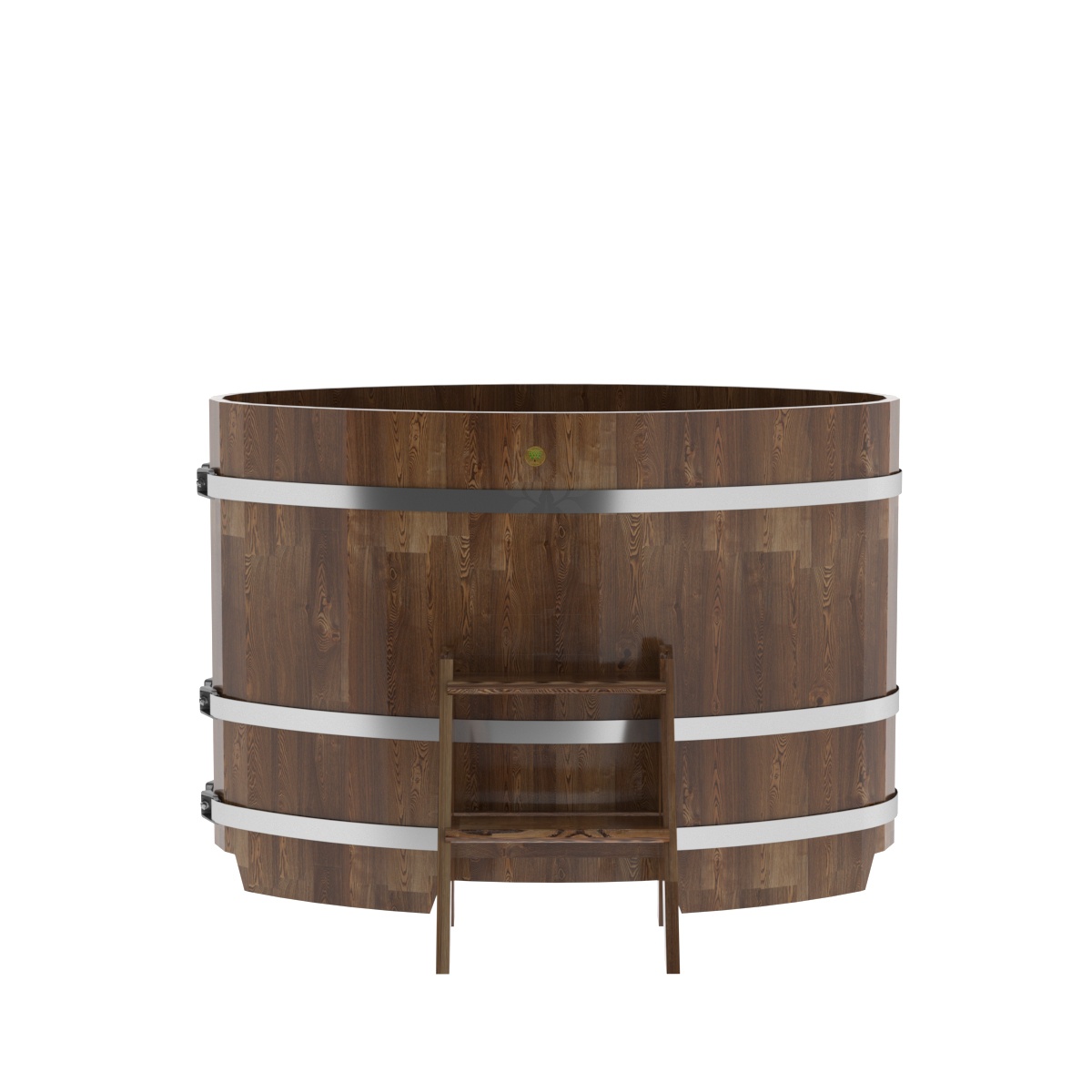 1493 Купель овальная из сращенных ламелей лиственницы 0,80х1,42х1,0 морёная Alyarus  - Вид №3