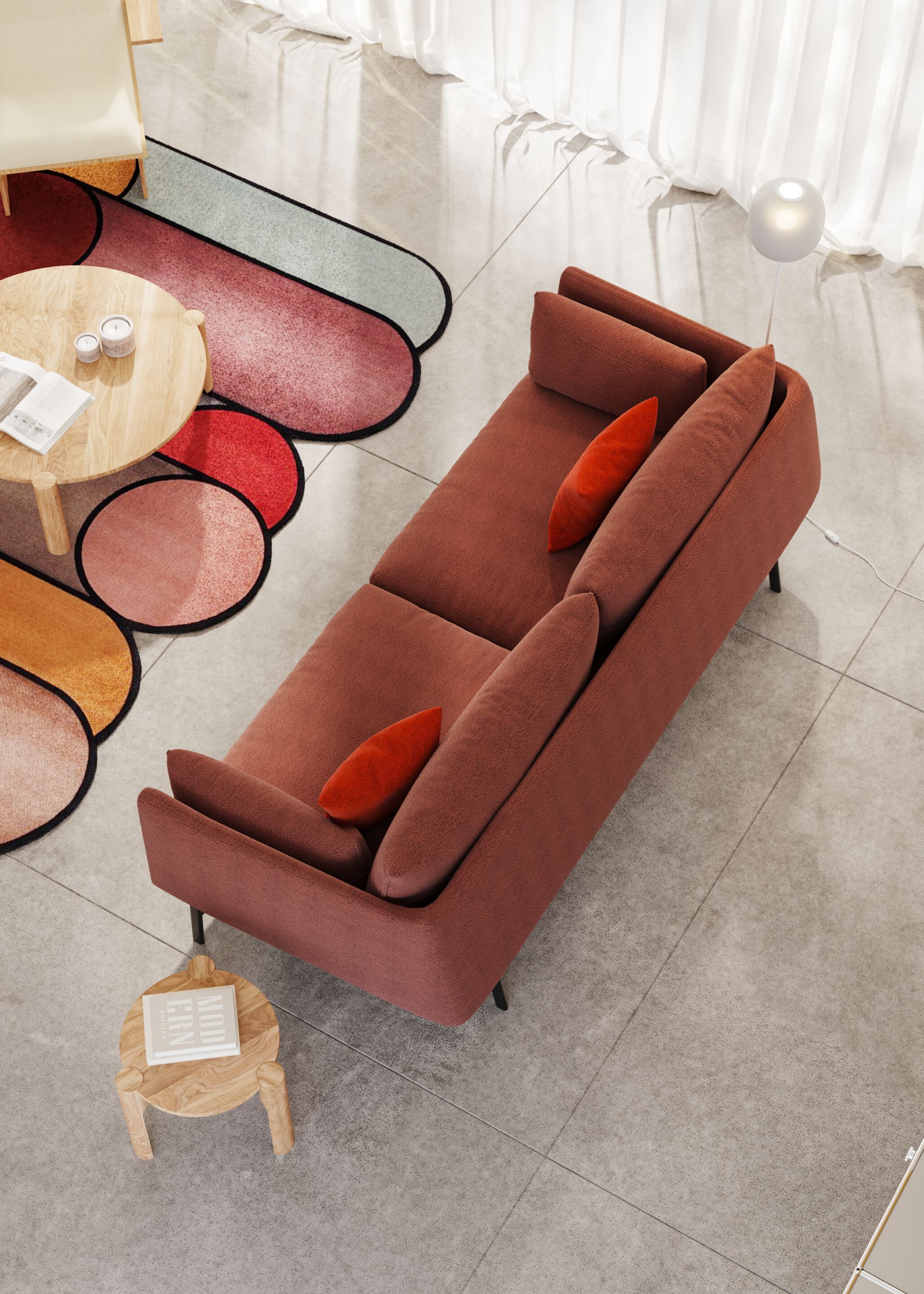 3-местный тканевый линейный диван Omelette Editions MUST ARCH-00059653 - Вид №2