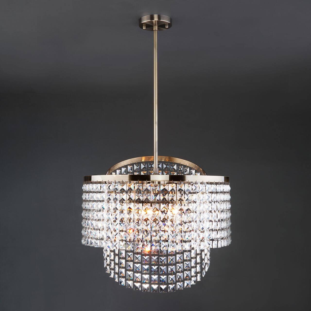 Подвесная люстра Eurosvet Leoni 10090/5 античная бронза/прозрачный хрусталь Strotskis EUROSVET ДИЗАЙНЕРСКИЕ, LEONI 182165 Бронза  - Вид №3