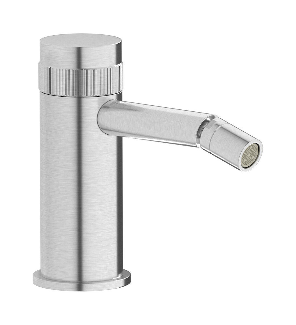 Прогрессивный смеситель для биде на 1 отверстие в комплекте с донным клапаном. WE ARE IB rx220ss Brushed Nickel Reflex