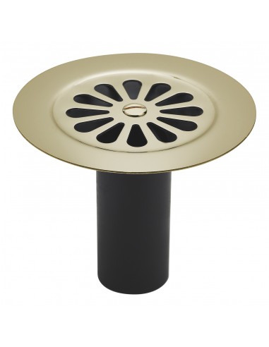 035800 010 00  Решетка для желоба с горизонтальным выпуском, трубка с водяным затвором, Д. 85 мм, полированная латунь Valentin Сталь  - Вид №1