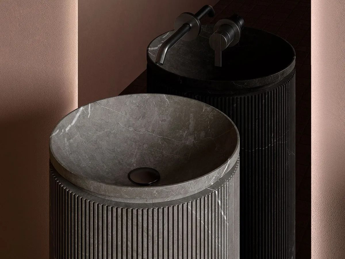 Отдельно стоящий круглый умывальник из мрамора Pietra Grey Inbani решетки ARCH-00034907 - Вид №1