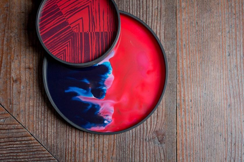 Ethnicraft Прямоугольный поднос из декорированного вручную стекла Bright abstract 20526 - Вид №2