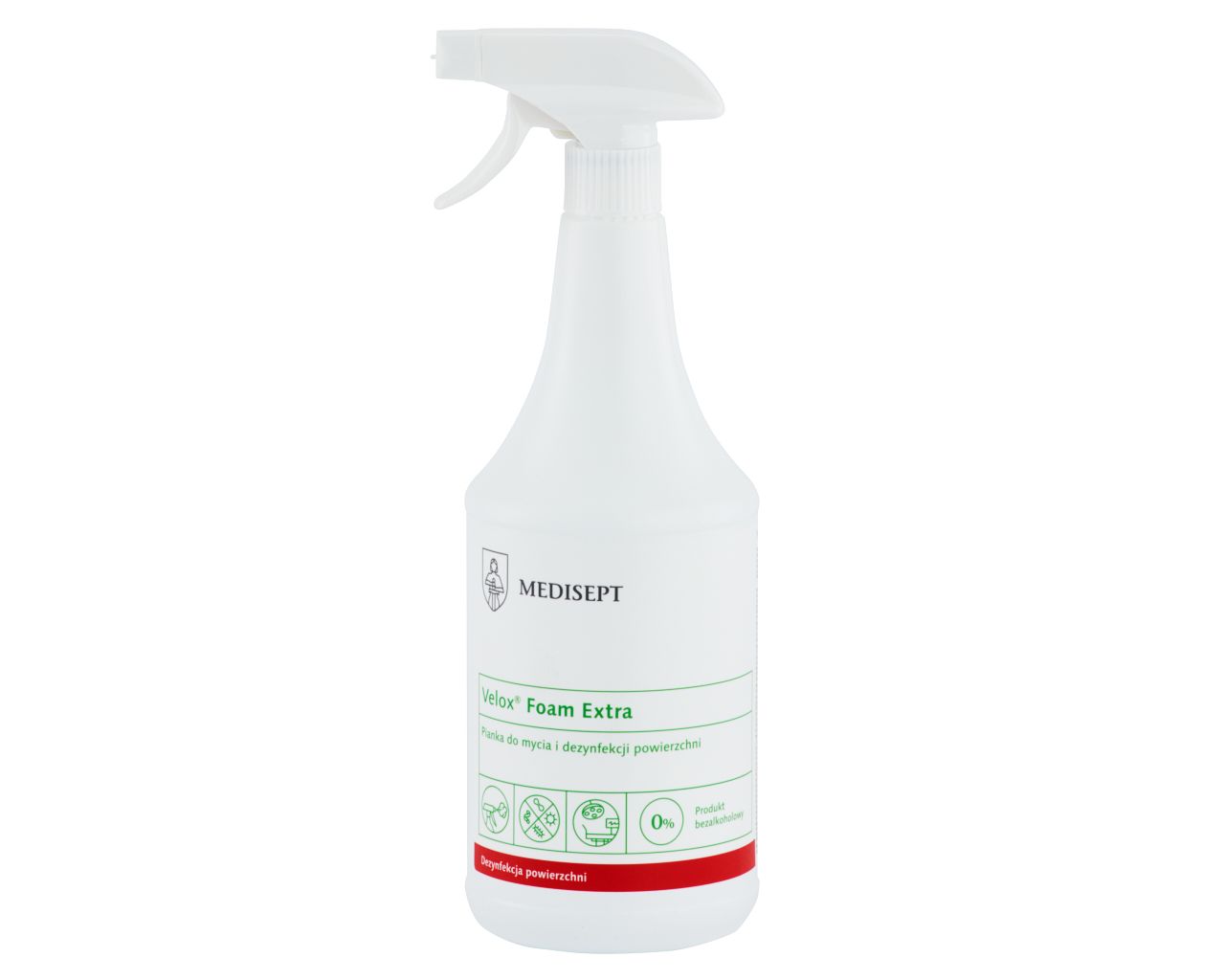 NAD104 Пена Velox Foam для мытья и дезинфекции поверхностей, флакон 1 л с распылителем Merida 