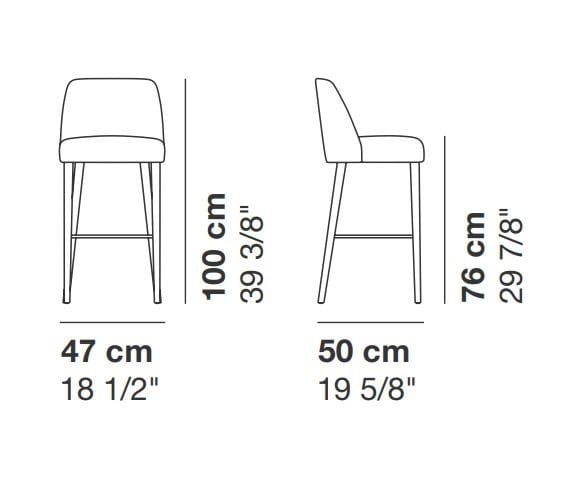 Высокий стул из ткани La Cividina велюр ARCH-00100357 - Вид №3