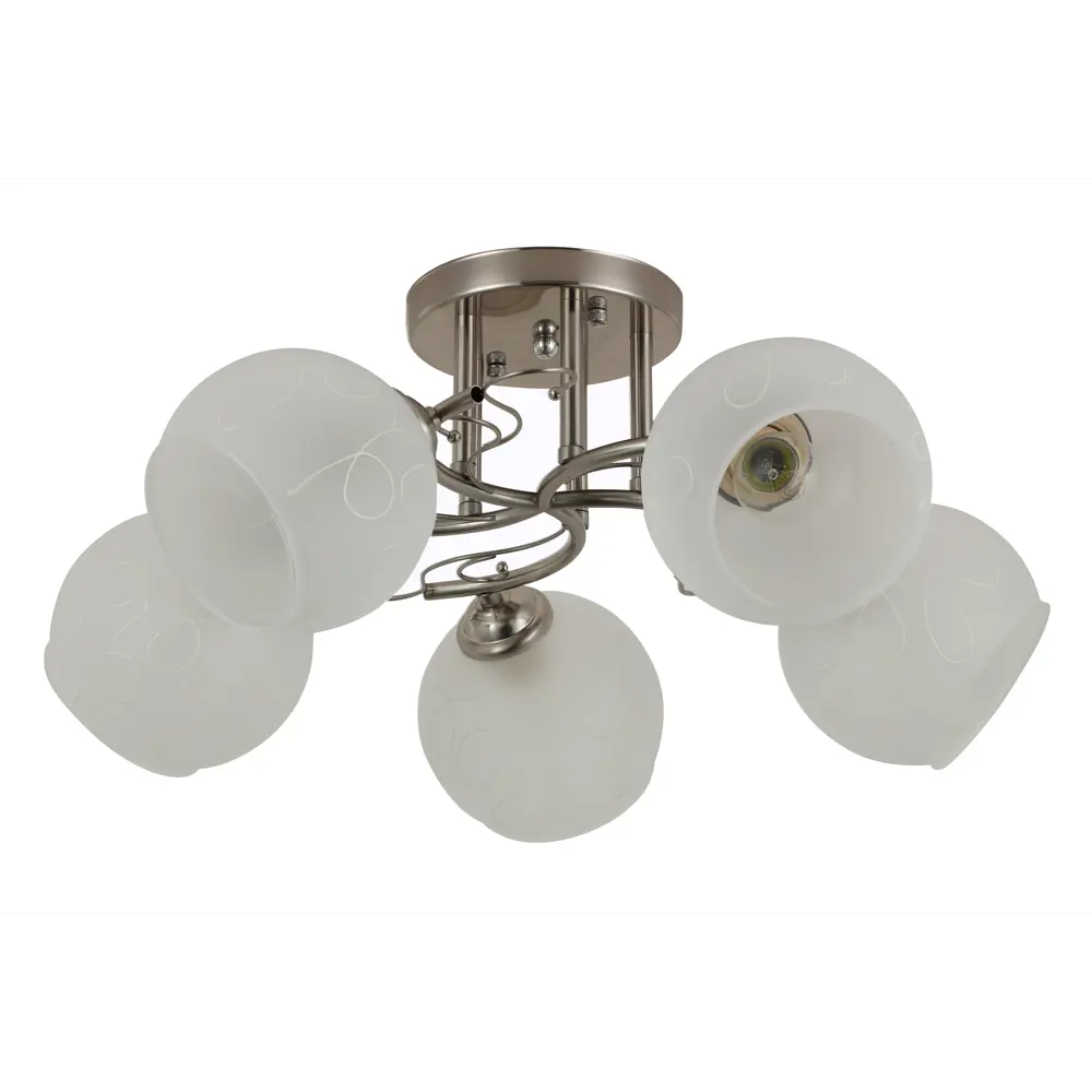 Люстра потолочная Quanti, 5 ламп, 12 м², цвет сатинированный никель/белый Rivoli STLM-2136032