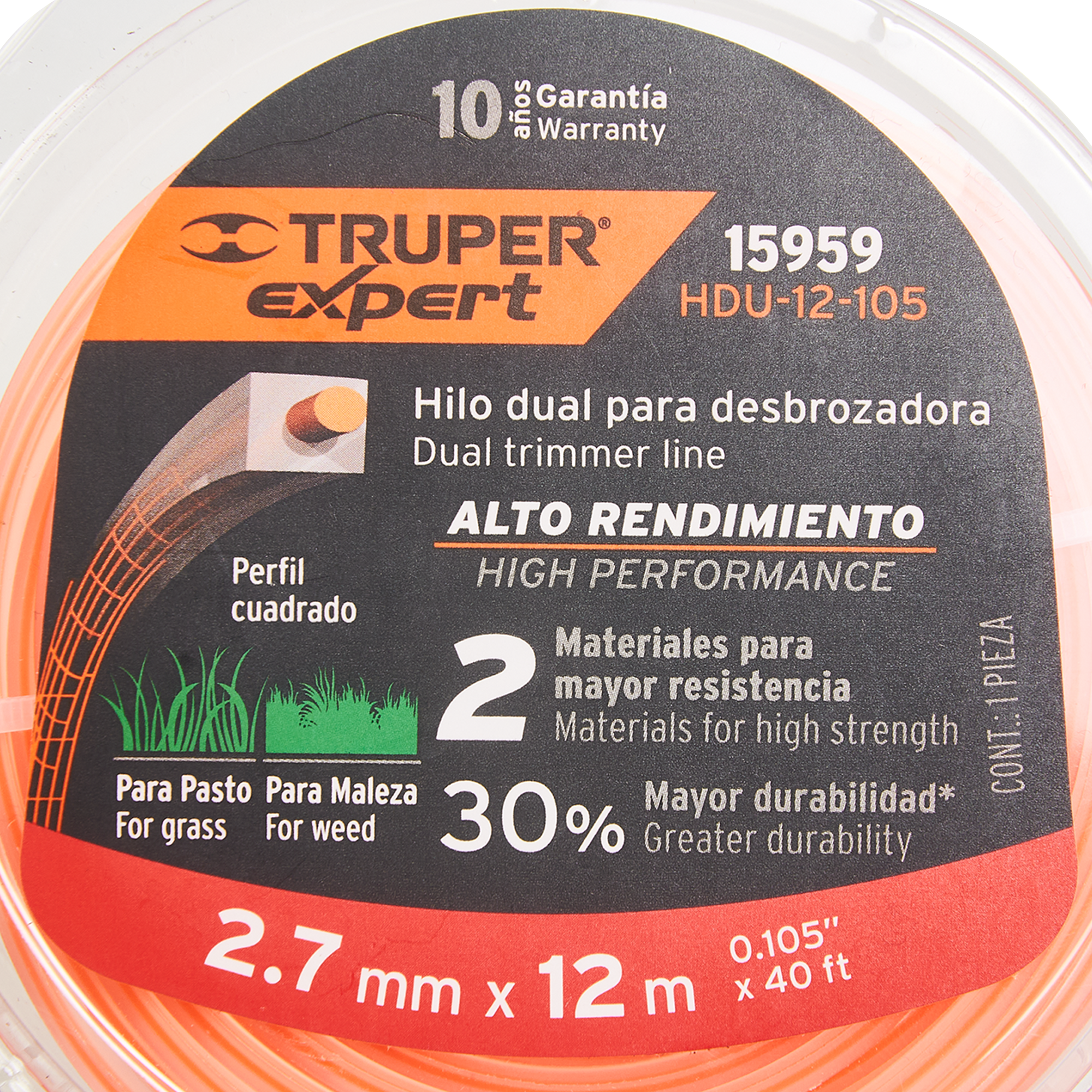 86870716 Леска для триммера Truper 15959 ø2.7 мм 12 м квадрат STLM-0072270 Santreyd  - Вид №2