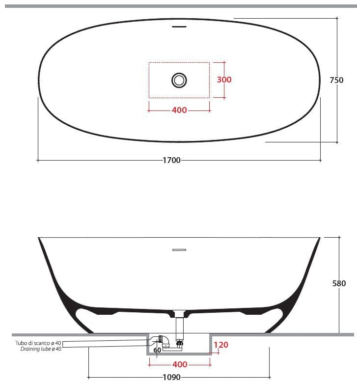 Овальная ванна в центре комнаты в твердой поверхности Ceramica Globo XENIA PLUS ARCH-00049372 - Вид №1