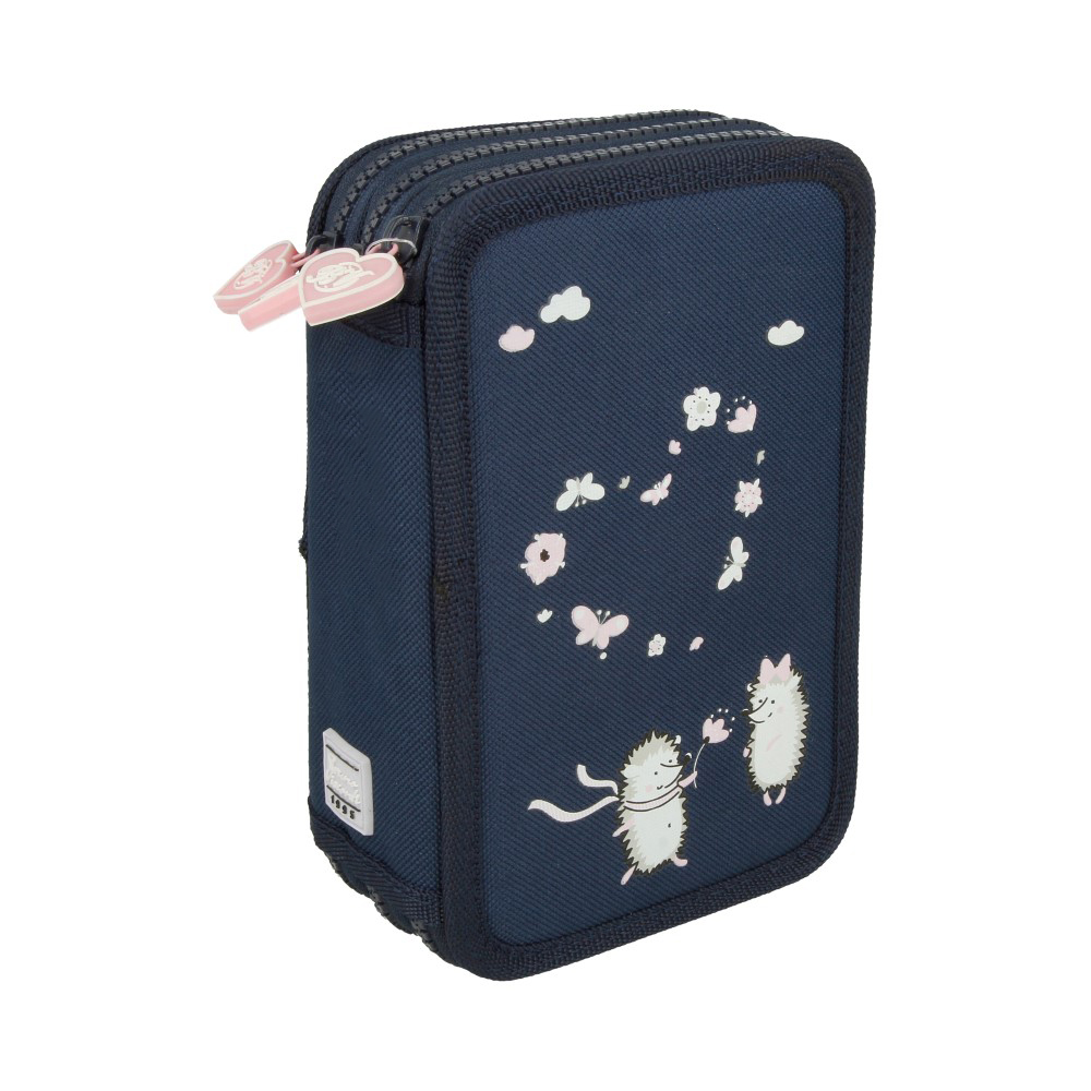 14-052/13 Пенал на молнии три отделения 20 x 12 x 6 см "Ежики романтика " Bruno Visconti 