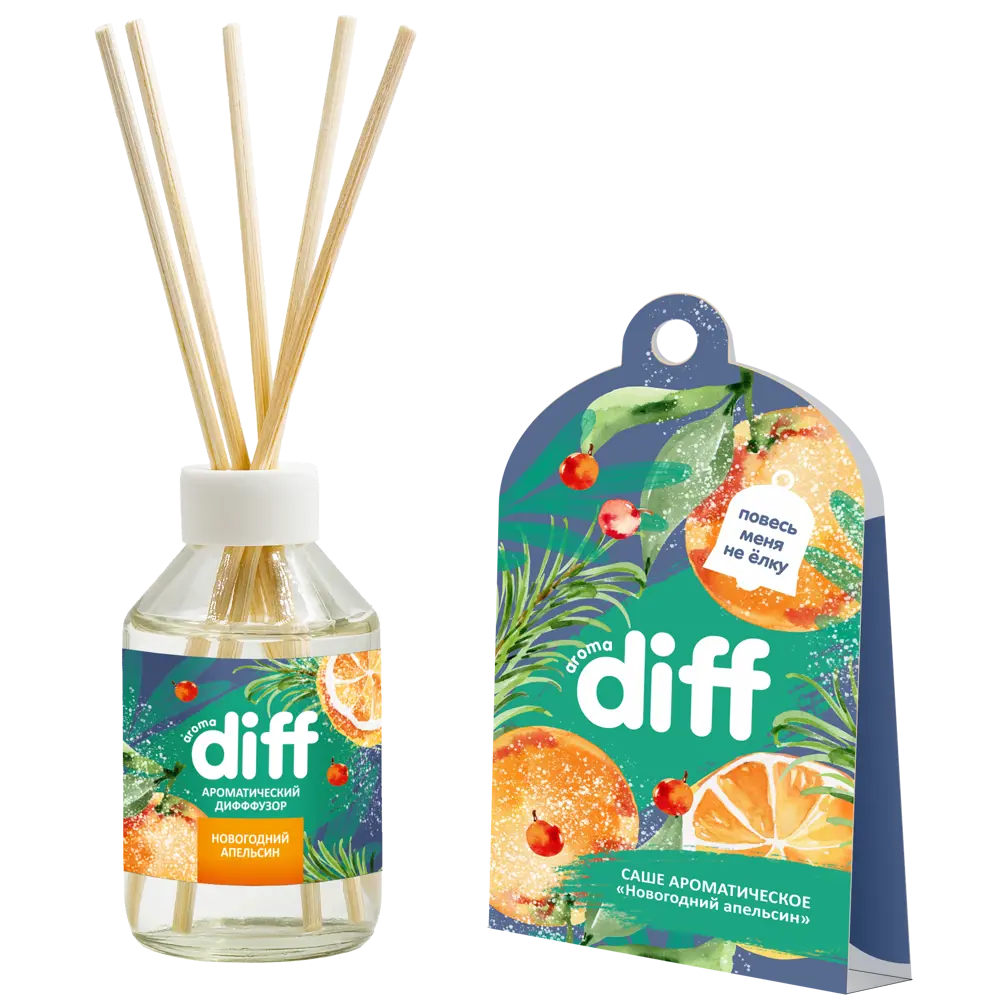 Ароматический диффузор Aromadiff Новогодний апельсин, 50 мл, саше 10 г 82746305 STLM-2081291 
