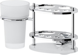 061 Держатель з/щеток и пасты со стаканом (стекло) ELL FBS Ellea