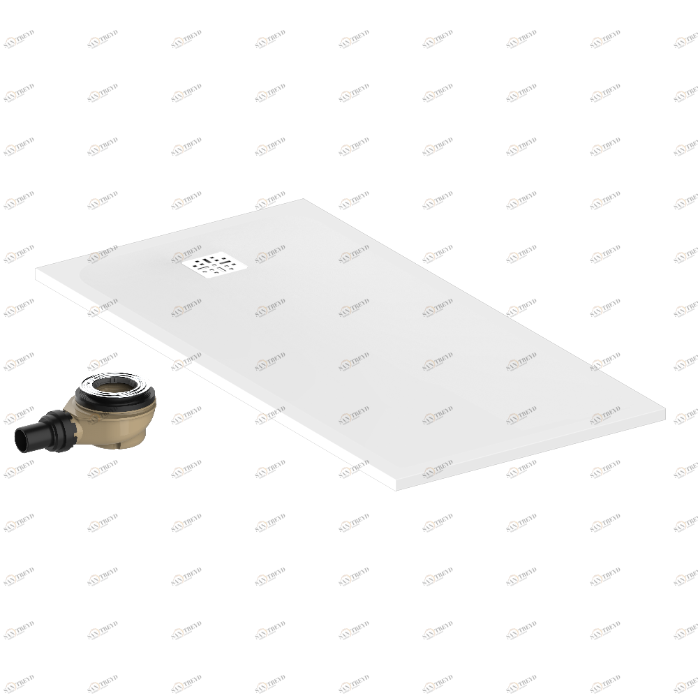 B15-R503 Душевой поддон POLLENSA 80 x 160 см, с выпуском и решеткой из матовой нержавеющей стали Thg-paris Поддоны Матовый белый 