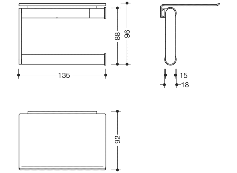 900.21.004XA Держатель рулона туалетной бумаги с полкой HEWI System 900 - Вид №1