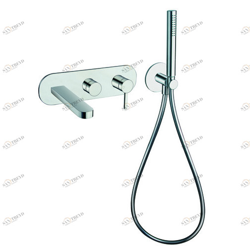 CRIUC103 Внешние части смесителя для ванны / душа для CRICS100 (правая сторона) - CRICS101 (левая сторона) с переключателем на 3 выхода, ручным душем из латуни с защитой от известкового налета, гибким шлангом LONG LIFE и металлической пластиной Cristina R CRISTINA Rubinetterie 