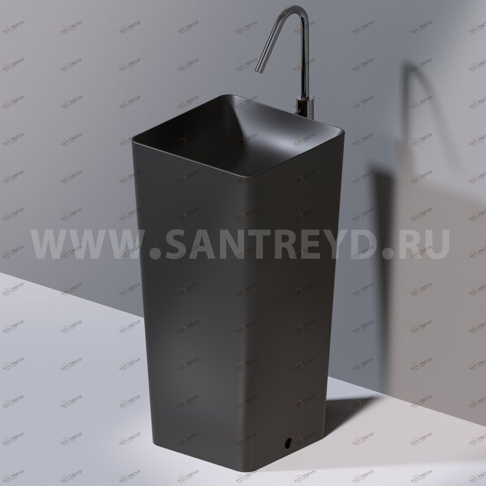 L506T0R0VT105 Раковина напольная ELITE SQUARE 420х420х870 мм без отверстия под смеситель Черный матовый AeT ITALIA
