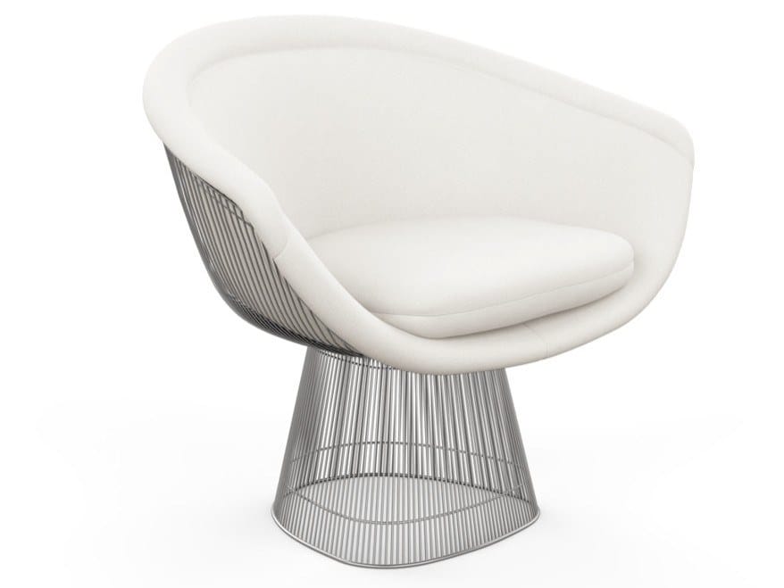 Мягкое кресло из стали и ткани с подлокотниками Knoll Platner ARCH-00011554