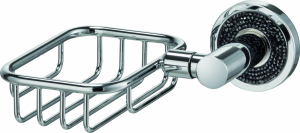 H2014/25B Sanibano Ebano, настенная мыльница решетка, цвет хром-кристаллы Swarovski black