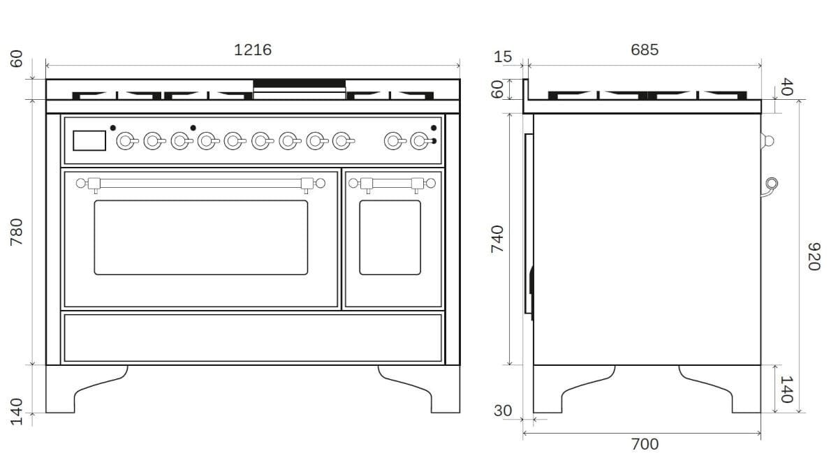 Стальная отдельно стоящая кухня с индукционной плитой Ilve Majestic ARCH-00095495 - Вид №1