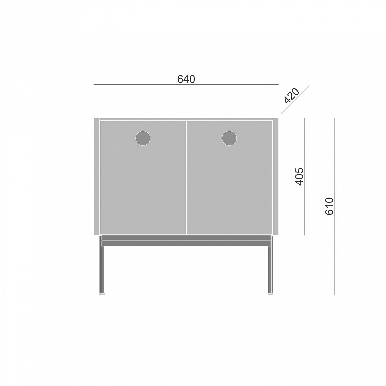 Тумба с металлическими ножками 61х64 см черная Land BRAGIN DESIGN LIVING 00-3862476 Черный - Вид №2