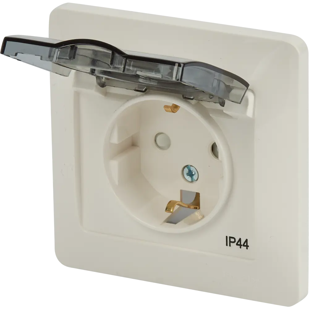 Розетка встраиваемая Systeme Electric Glossa с заземлением со шторками IP44 цвет молочный 84693614 STLM-2090664 - Вид №2