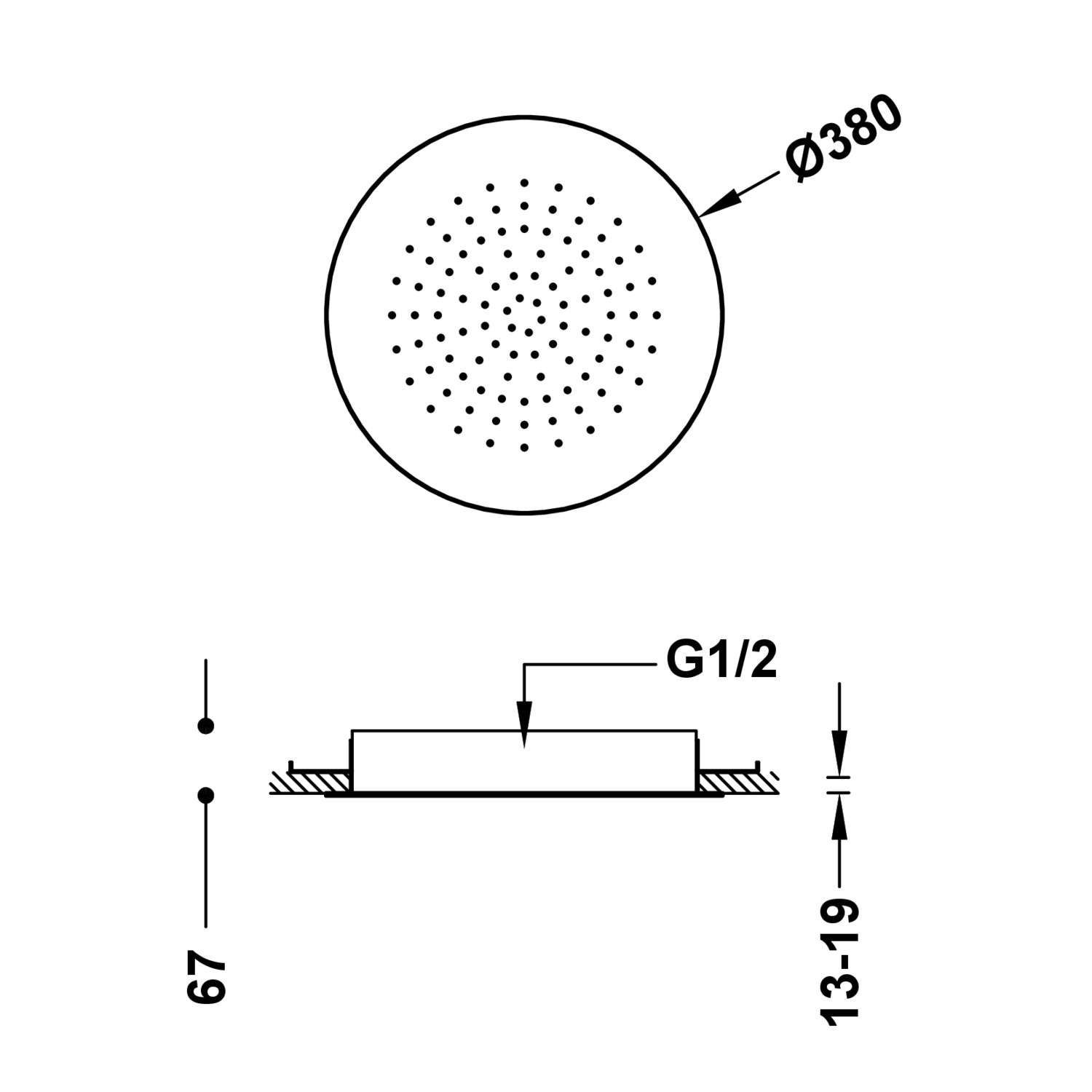 Скрытая потолочная насадка для душа-134940KMB TRES Showers - Вид №1