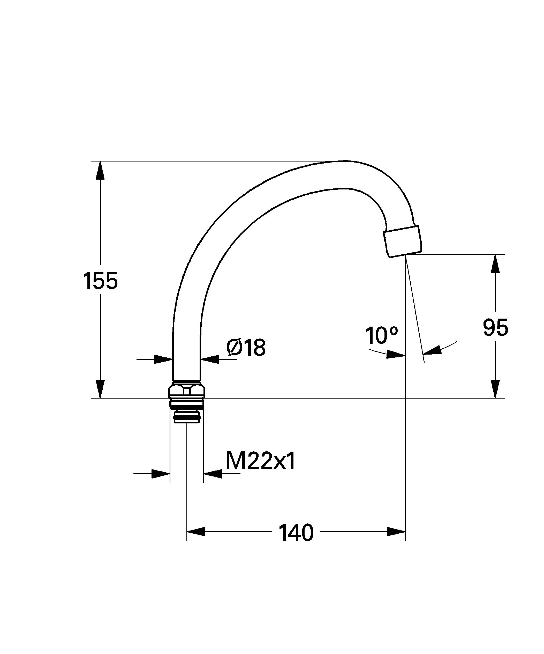 Трубкообразный поворотный излив GROHE, хром (13072000) Spare Parts - Вид №1