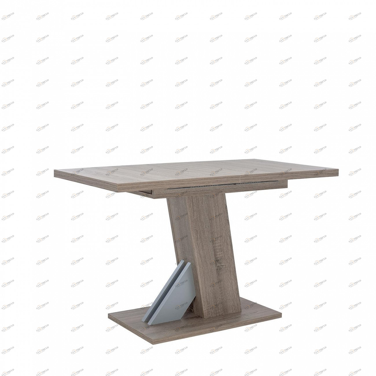 Обеденный стол раздвижной дуб трюфель Leset "Луссо" IMPEX  00-3967168 Дуб сонома;бежевый;серебро 