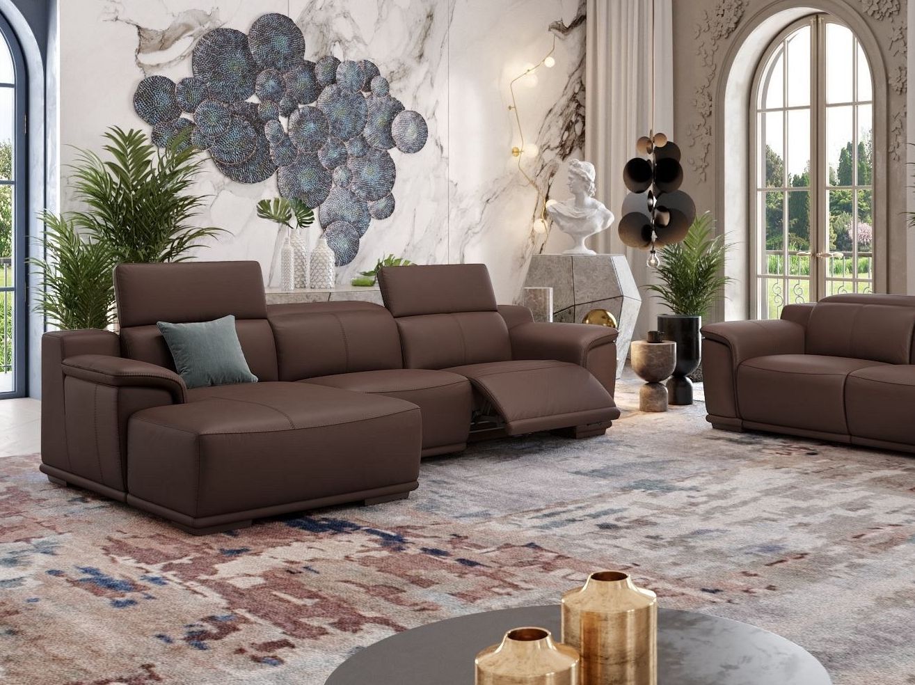 Кожаный диван с полуостровом Sofanella Montefino ARCH-00115177 - Вид №5