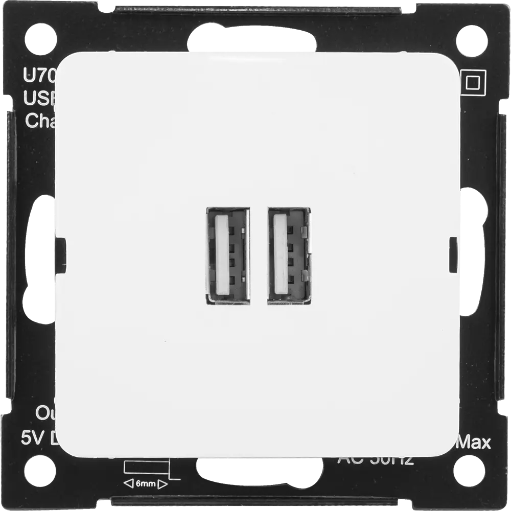 Розетка Hegel USB встраиваемая 3.4 А цвет белый STLM-2094151