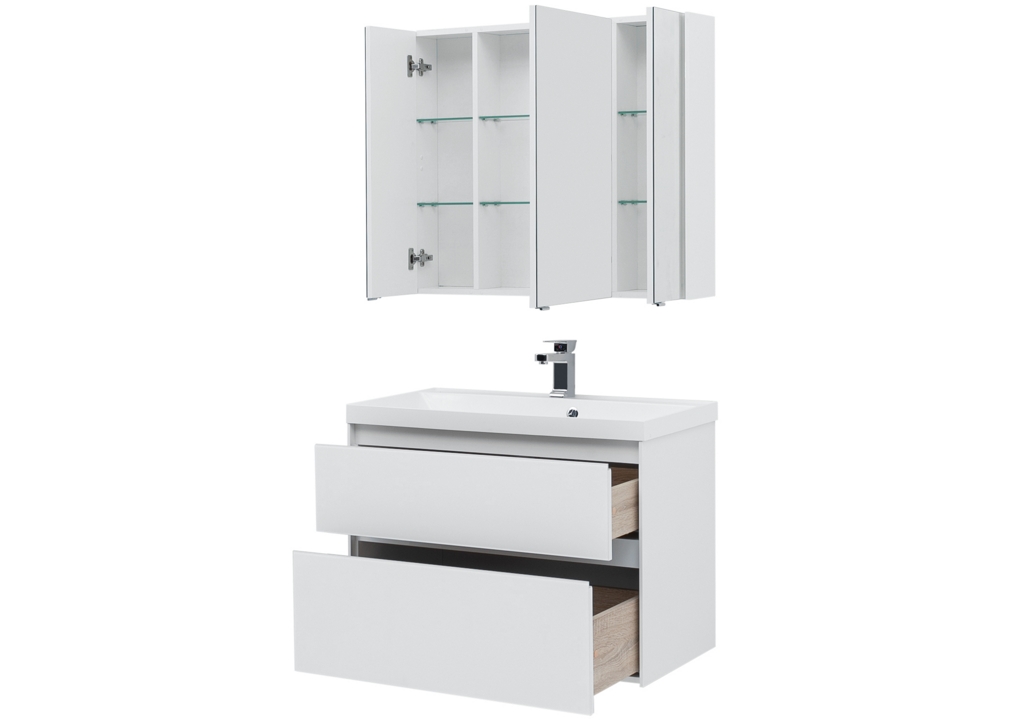 Мебель для ванной Aquanet Гласс 90 белый 00240467 - Вид №6