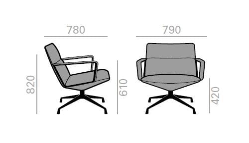 Спицевое вращающееся кресло с подлокотниками Andreu World Capri Lounge ARCH-00091628 - Вид №2