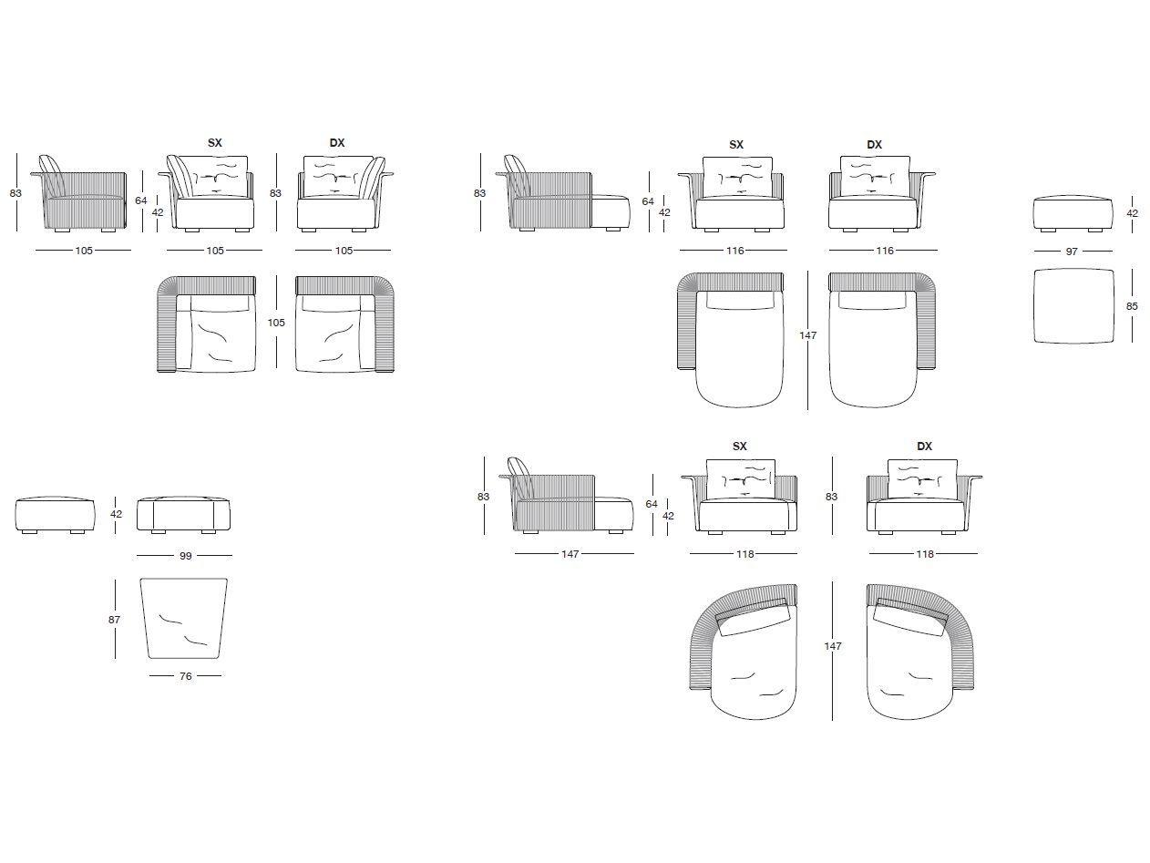 3-местный тканевый модульный садовый диван Longhi курорт ARCH-00015256 - Вид №4