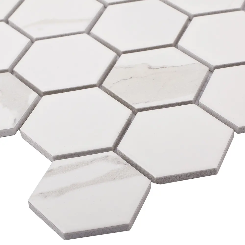 Мозаика керамическая Smart Mosaic Homework Hexagon Carrara Matt 27.1x28.2 см цвет серый 82909307 STLM-2106461 - Вид №4