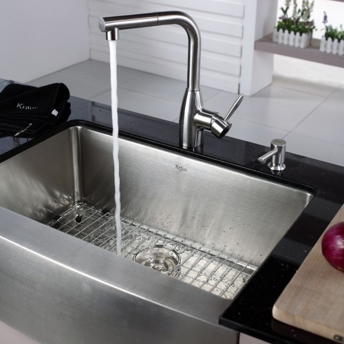 KHF200-30-KPF2140-KSD30SN Накладная раковина на столешницу  прямоугольная Krausru  - Вид №2