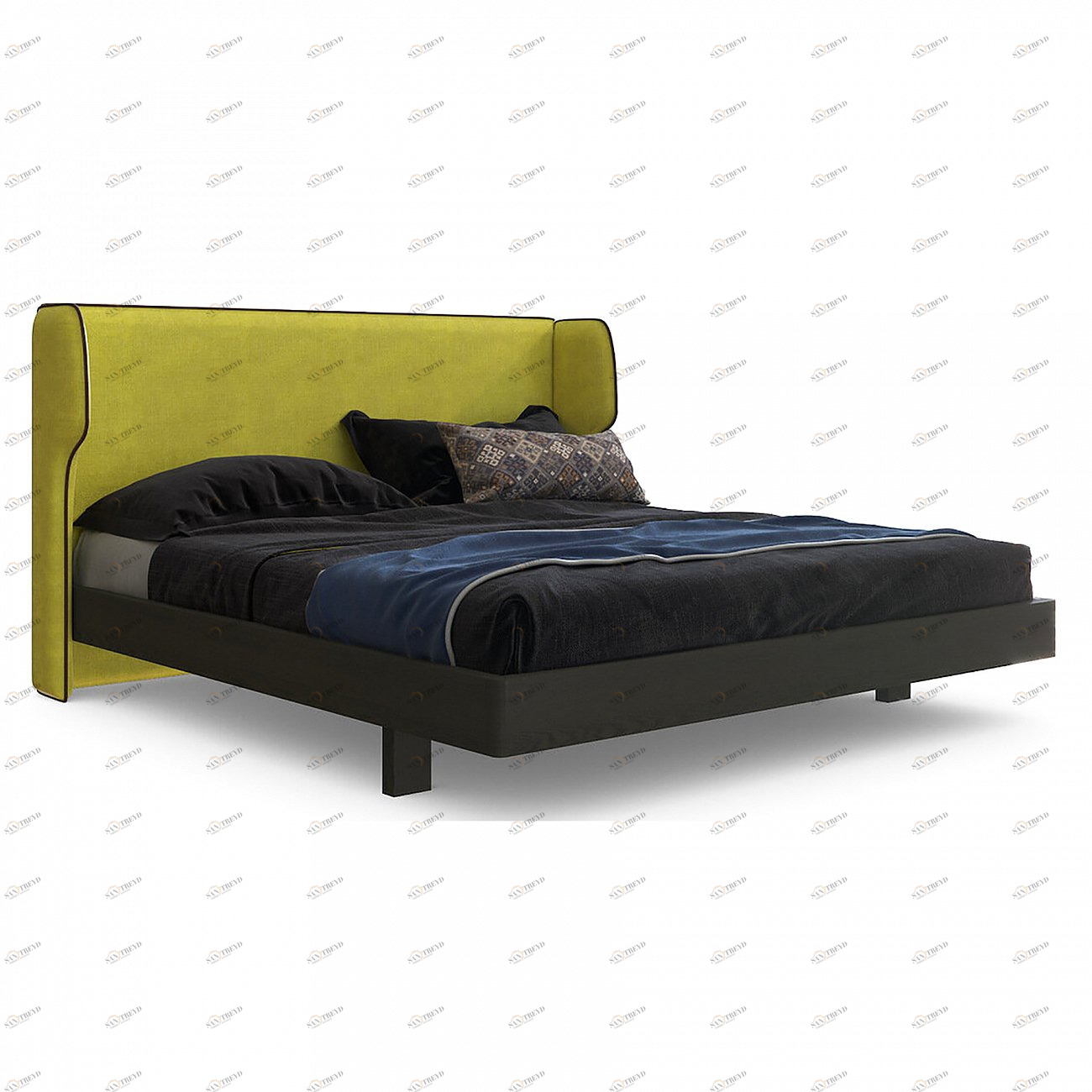 Кровать полутораспальная 140x200 зеленая Rich BRAGIN DESIGN ДИЗАЙНЕРСКИЕ 256515 Желтый 